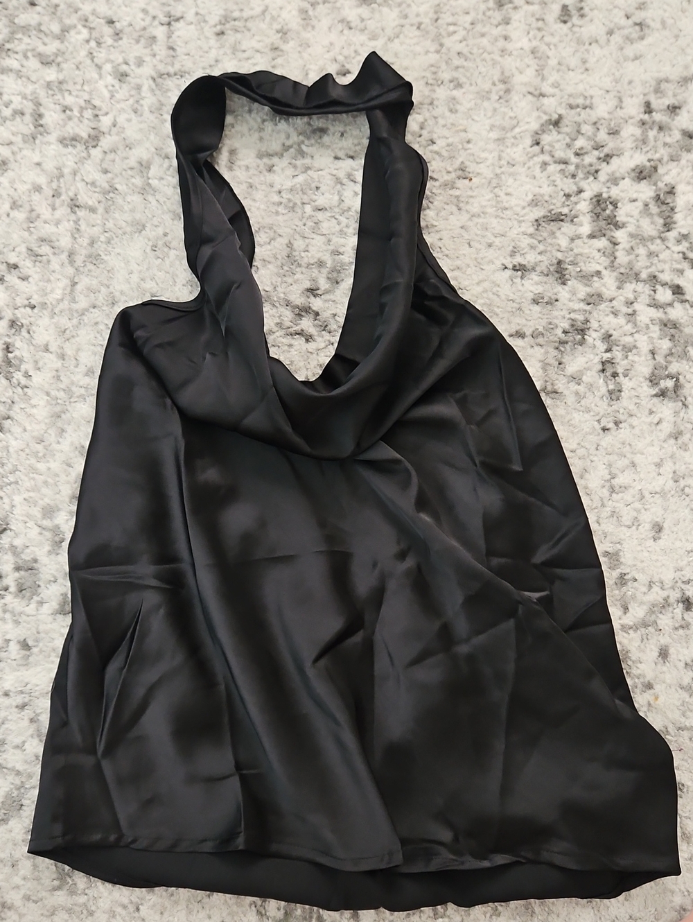 Amazon Black Satin Cowl Halter Blouse